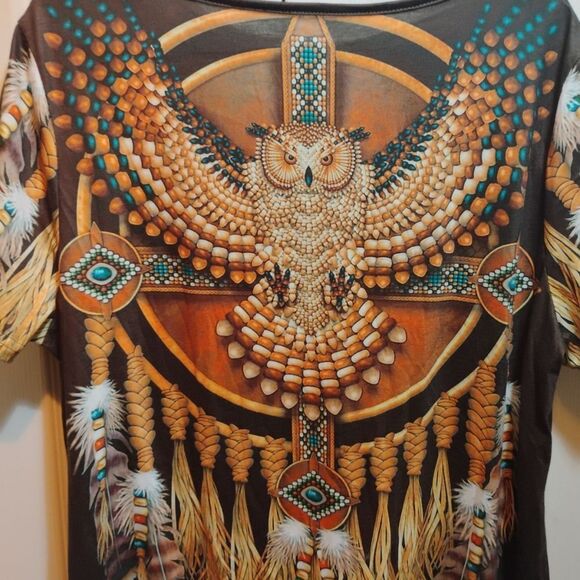 Bohemian Owl Print Mini Dress - Picture 10 of 10